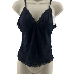 Donna Loren Black Lace Trim Camisole Womens Size Large
